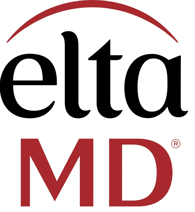 Logo of Elta MD, a skincare brand specializing in sun protection and dermatological products. The logo features the brand name "Elta" in bold black letters, with "MD" in a prominent red font, emphasizing its medical and dermatology focus. The design is clean and professional, reflecting the brand's commitment to high-quality skincare solutions. Ideal for use in discussions related to skincare, dermatology, and sun protection products.