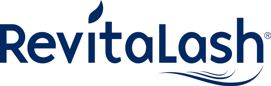 Logo of RevitaLash, a brand known for its eyelash and brow enhancement products. The design features the brand name in a bold, modern font with a leaf motif, symbolizing natural beauty and growth. The color scheme is primarily blue, conveying trust and reliability in beauty care. This image represents RevitaLash's commitment to high-quality, effective solutions for enhancing the appearance of eyelashes and brows.