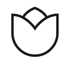 Minimalist black outline of a tulip flower symbol, featuring a rounded base and pointed petals, representing beauty and nature. Ideal for use in floral designs, eco-friendly branding, or gardening-related content.
