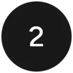 Black circular graphic featuring the number "2" in a bold, white font. This simple design can be used in educational materials, presentations, or digital content to indicate a sequence, step, or category. The contrast between the black background and white number enhances visibility, making it accessible for users with visual impairments. Ideal for illustrating concepts in various contexts, such as lists, instructions, or numbering systems.