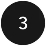Black circle with the number three in white, centered within the circle. The image represents the numeral three, often used in counting, ranking, or indicating a sequence. This simple design emphasizes the number's clarity and visibility, making it suitable for various contexts, including educational materials, presentations, or digital interfaces.