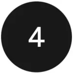 Black circular graphic featuring the number "4" in bold white font. This image can be used to represent a ranking, step in a process, or a category in various contexts such as education, marketing, or product listings. The simple design enhances readability and accessibility for users with visual impairments.